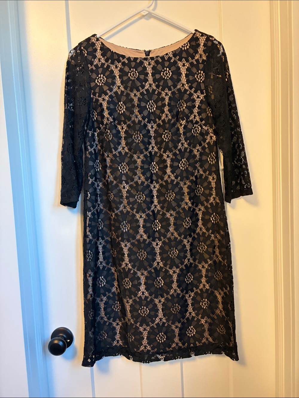Jessica Howard Black Lace Dress with Nude Lining 6